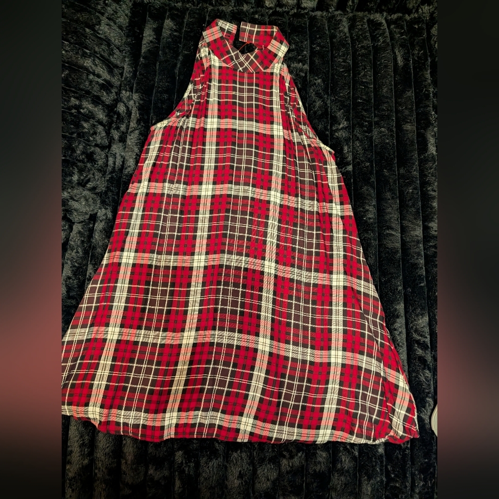 Plaid Sleeveless High Neck Punk/Grunge/Academia Mini Dress - Picture 5 of 6
